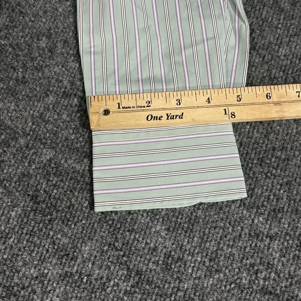 Polo Ralph Lauren Shirt Mens 16 34/35 Green Stripe Andrew Dress Button Up
